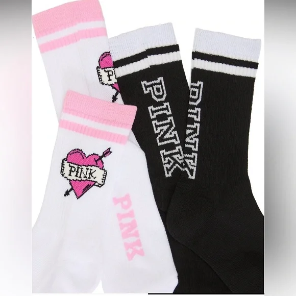🔥VS Pink NEW 2-pk crew socks NWT - Picture 2 of 5